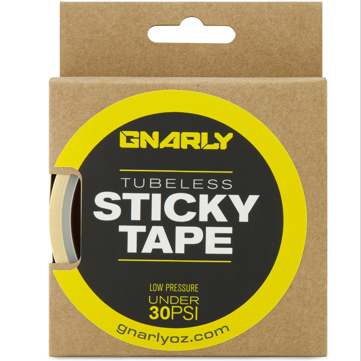 Gnarly tubeless sticky tape with packaging on a white background