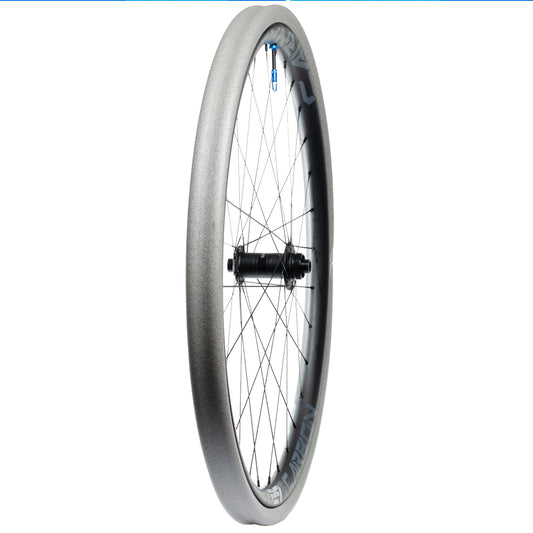 Gnarly gray tubeless tyre insert mounted onto carbon mtb rim